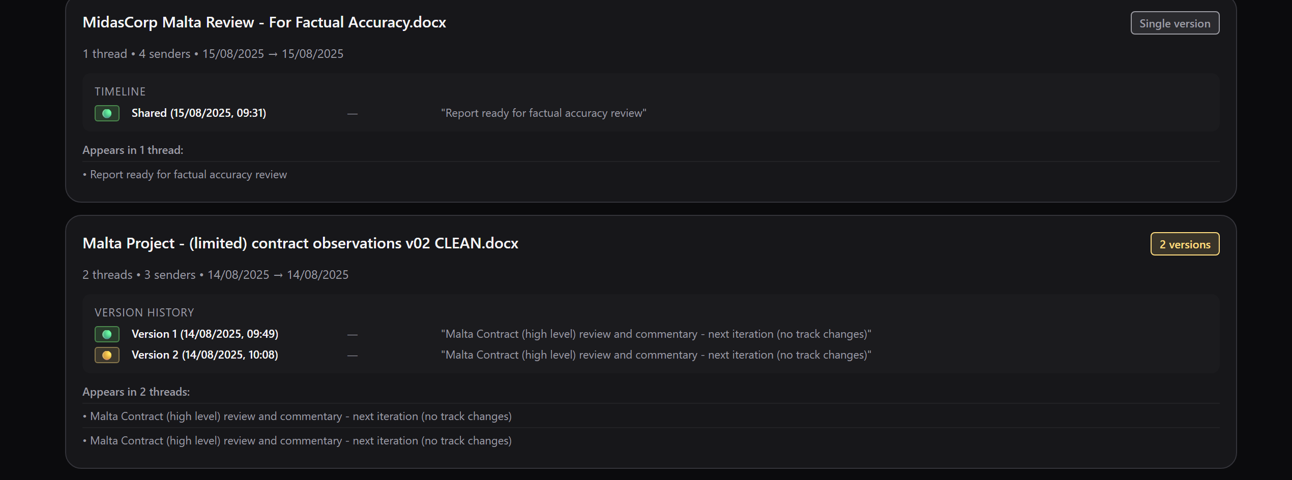 TRACER attachment version tracking